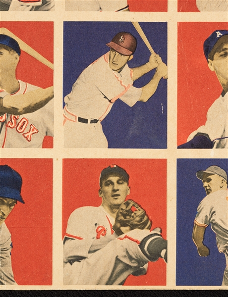 1949 Bowman Baseball Double-Printed Uncut Sheet With 6 HOFers