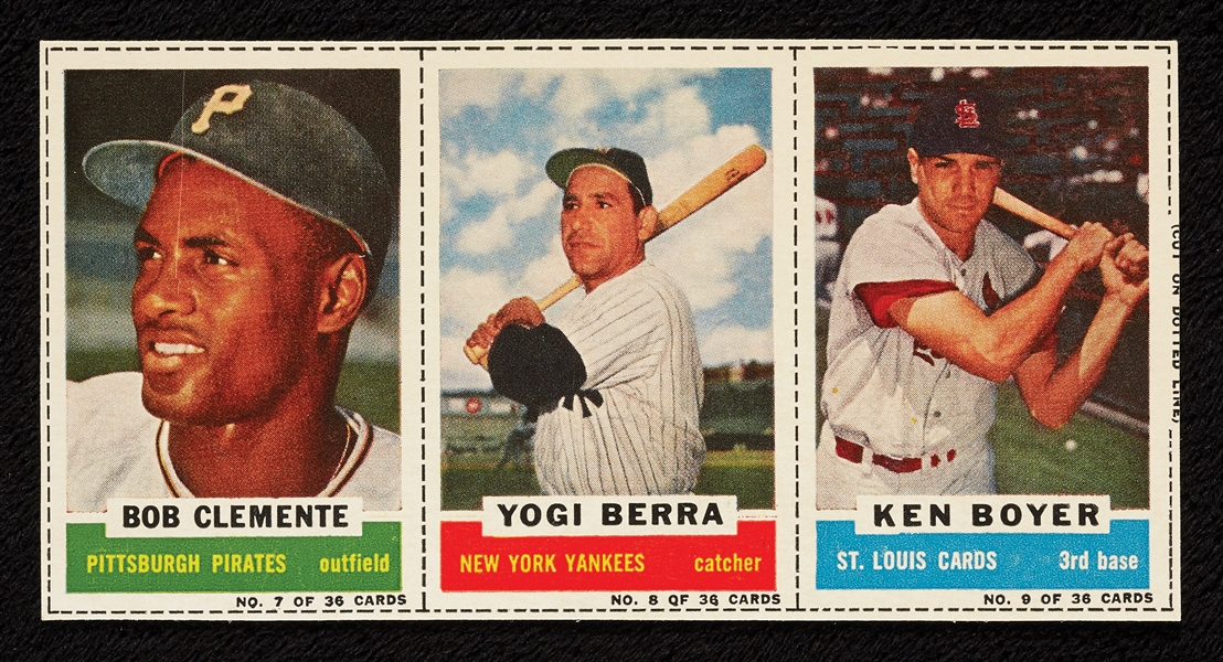 1960 Clemente/Berra/Boyer Bazooka Panel With Six Color Proofs (7)