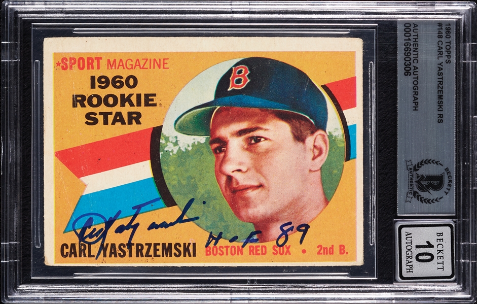 Carl Yastrzemski Signed 1960 Topps RC No. 148 (Graded BAS 10)