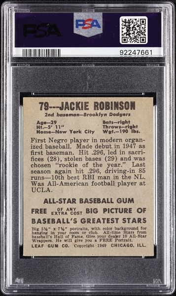 1948 Leaf Jackie Robinson RC No. 79 PSA 5