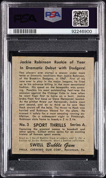 1948 Swell Sport Thrills Jackie Robinson No. 3 PSA 6