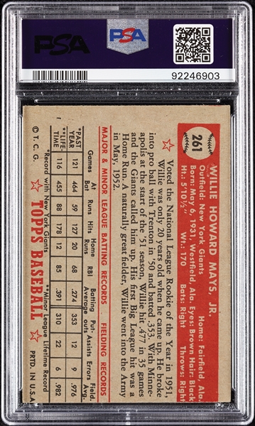 1952 Topps Willie Mays No. 261 PSA 4