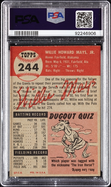 1953 Topps Willie Mays No. 244 PSA 5.5