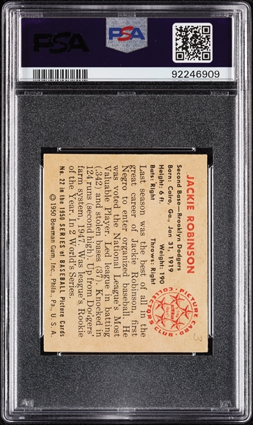 1950 Bowman Jackie Robinson No. 22 PSA 4.5