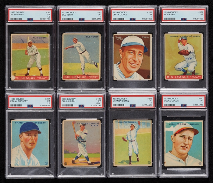 1933 Goudey Baseball Partial Set, 21 HOFers (178/240)