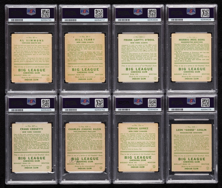 1933 Goudey Baseball Partial Set, 21 HOFers (178/240)