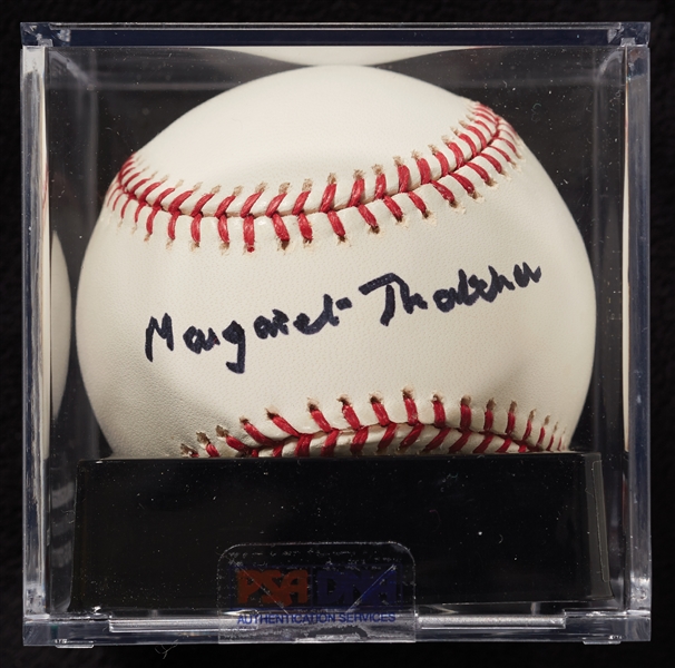 Margaret Thatcher Single-Signed OML Baseball (Graded PSA/DNA 9)