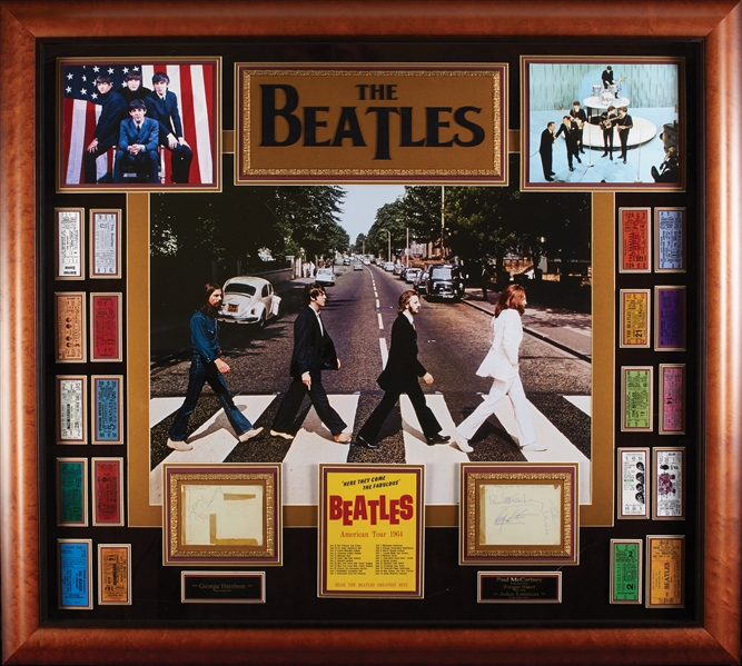 Beatles Group-Signed Massive Framed Display with Lennon, McCartney, Harrison & Starr (JSA)