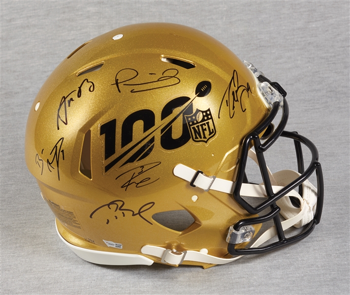 Tom Brady, Patrick Mahomes, Rodgers, Roethlisberger, Wilson & Brees Signed NFL 100 Helmet (16/24) (Fanatics) (BAS)