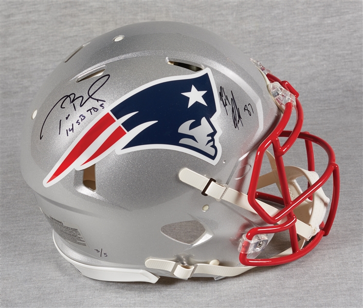 Tom Brady & Rob Gronkowski Signed Patriots Full-Size Helmet (3/5) (Fanatics) (BAS)