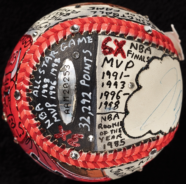 Michael Jordan Single-Signed Charles Fazzino Hand-Painted Baseball (UDA) (Fanatics) (Fazzino LOA) (BAS)