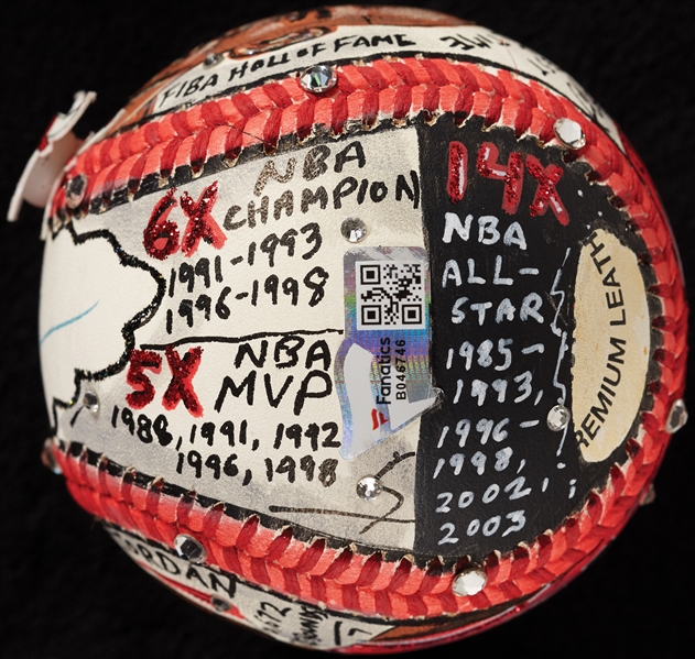 Michael Jordan Single-Signed Charles Fazzino Hand-Painted Baseball (UDA) (Fanatics) (Fazzino LOA) (BAS)