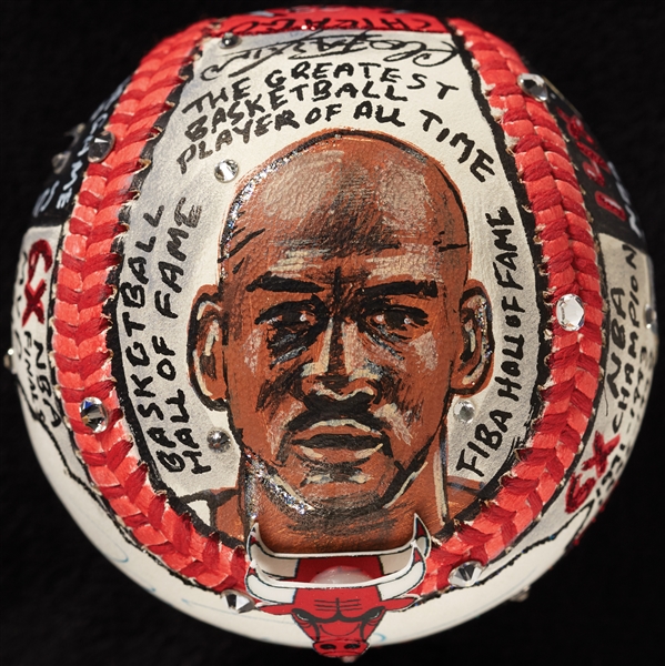 Michael Jordan Single-Signed Charles Fazzino Hand-Painted Baseball (UDA) (Fanatics) (Fazzino LOA) (BAS)