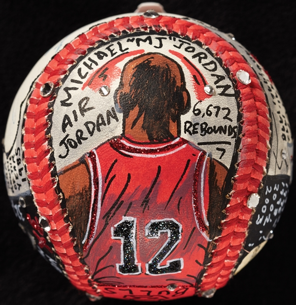 Michael Jordan Single-Signed Charles Fazzino Hand-Painted Baseball (UDA) (Fanatics) (Fazzino LOA) (BAS)