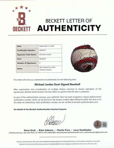 Michael Jordan Single-Signed Charles Fazzino Hand-Painted Baseball (UDA) (Fanatics) (Fazzino LOA) (BAS)