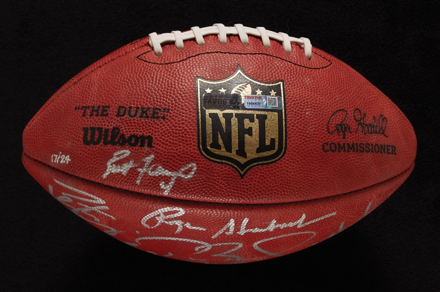 QB Legends Multi-Signed NFL Football with Brady, Namath, Montana & (10) Others (17/24) (Fanatics) (BAS)