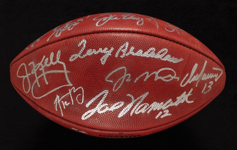 QB Legends Multi-Signed NFL Football with Brady, Namath, Montana & (10) Others (17/24) (Fanatics) (BAS)