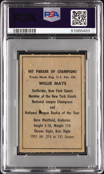 1952 Berk Ross Willie Mays PSA 4