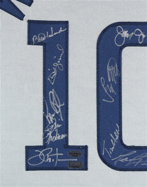 Chicago Cubs Signed 100 Years Of Wrigley Field Jersey with (18) Signatures in Frame (Fanatics) (BAS)