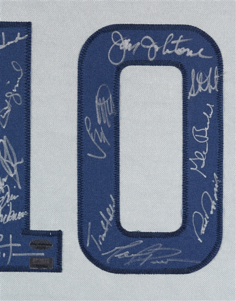 Chicago Cubs Signed 100 Years Of Wrigley Field Jersey with (18) Signatures in Frame (Fanatics) (BAS)