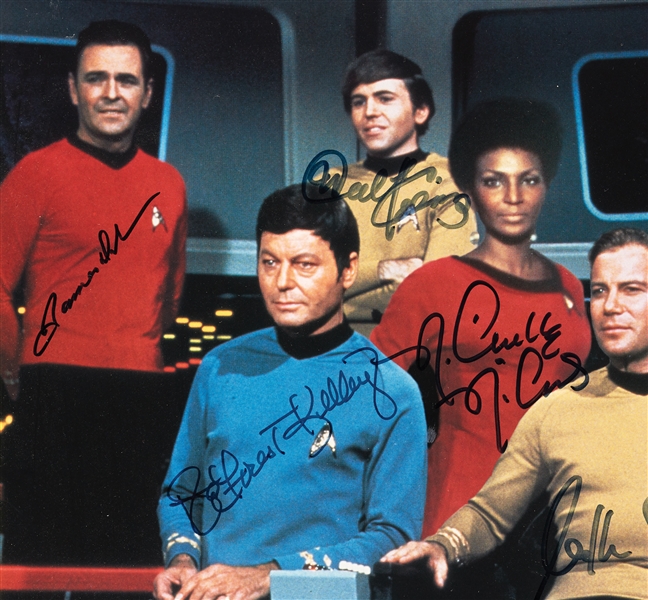 Star Trek Cast-Signed Photo - All 7 Original Crew Members of the Starship Enterprise (ScoreBoard) (BAS)