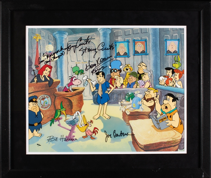 The Flintstones Cast-Signed Animation Cel with Hanna & Barbera (385/500) (JSA)