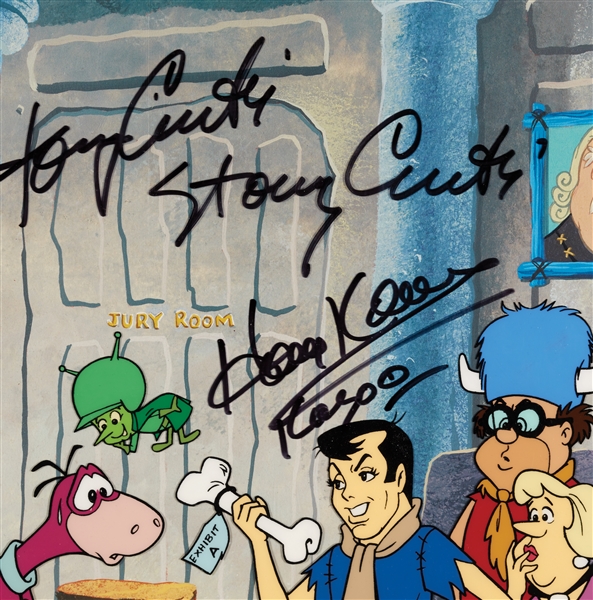 The Flintstones Cast-Signed Animation Cel with Hanna & Barbera (385/500) (JSA)