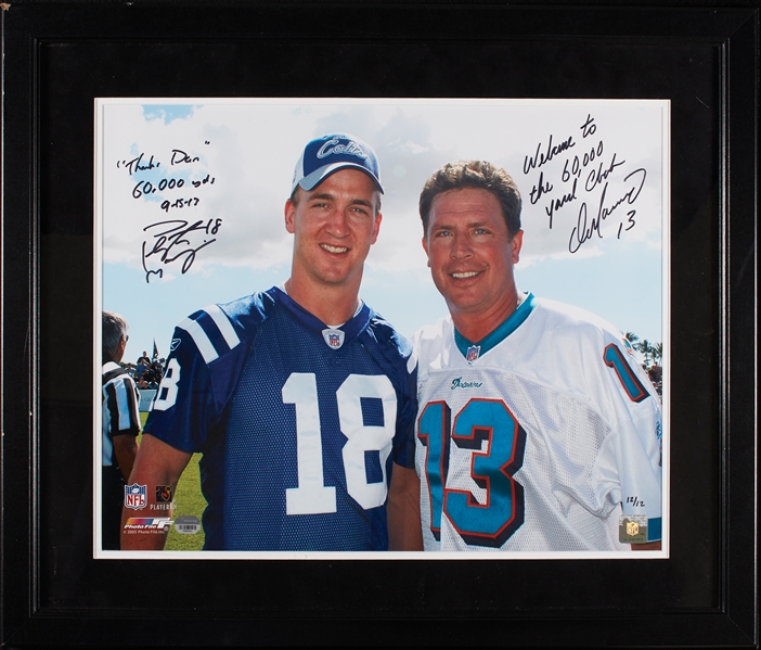 Peyton Manning & Dan Marino Dual-Signed Welcome to the 60,000 Yard Club 16x20 Framed Photo (12/12) (Fanatics)