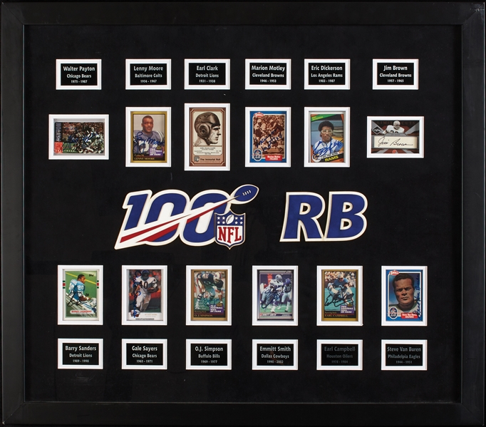 Running Back Legends Multi-Signed Trading Card Display with Payton, Jim Brown, 10 Others (BAS)