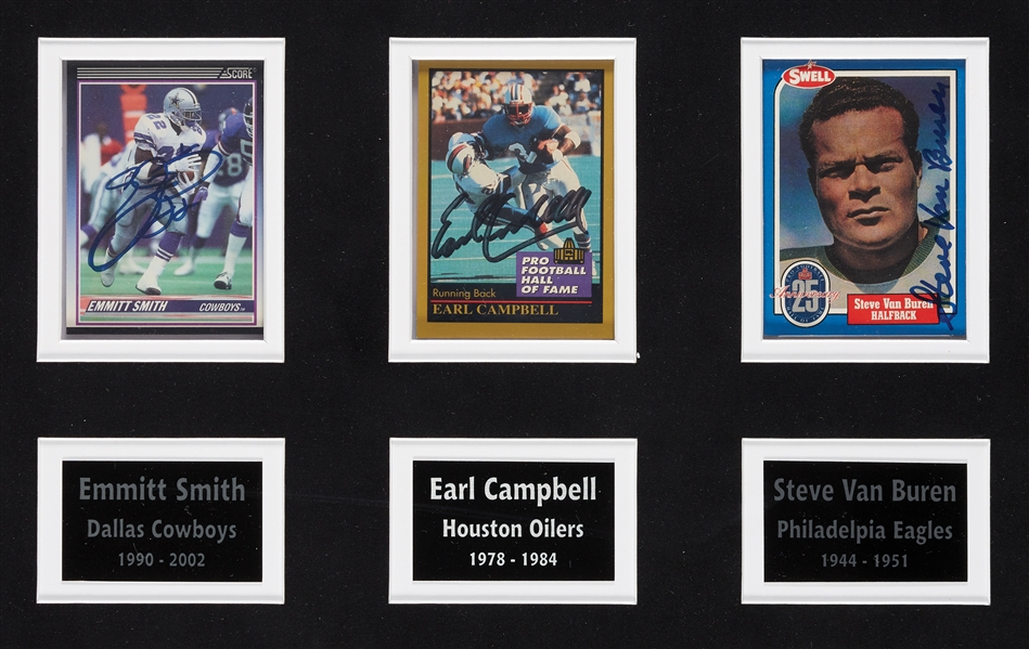 Running Back Legends Multi-Signed Trading Card Display with Payton, Jim Brown, 10 Others (BAS)