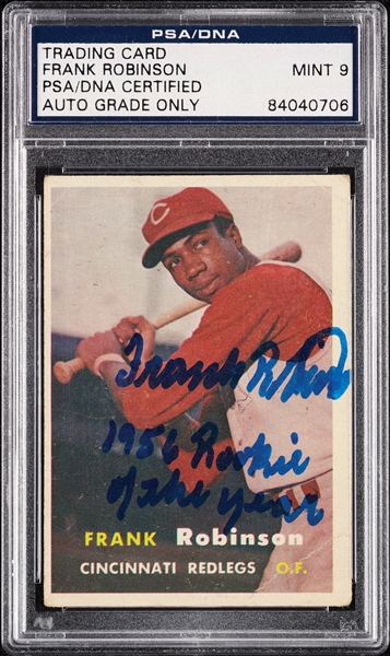 Frank Robinson Signed 1957 Topps RC No. 35 1956 Rookie of the Year (Graded PSA/DNA 9)