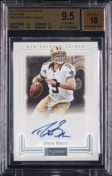 2012 Panini Playbook Drew Brees Autographs Platinum (7/10) BGS 9.5 (AUTO 10)