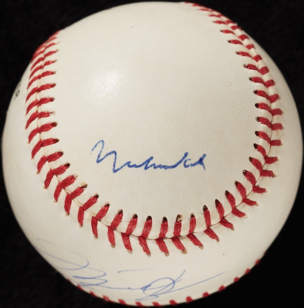 Michael Jordan & Muhammad Ali Dual-Signed Wilson Baseball (UDA) (Graded PSA/DNA 8)