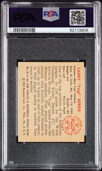 1950 Bowman Yogi Berra No. 46 PSA 5