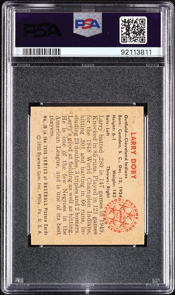 1950 Bowman Larry Doby No. 39 PSA 5