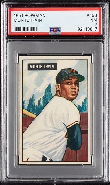 1951 Bowman Monte Irvin RC No. 198 PSA 7