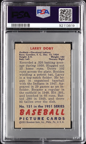 1951 Bowman Larry Doby No. 151 PSA 7