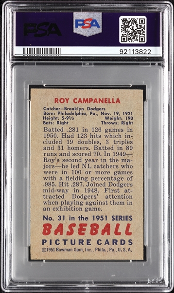 1951 Bowman Roy Campanella No. 31 PSA 7