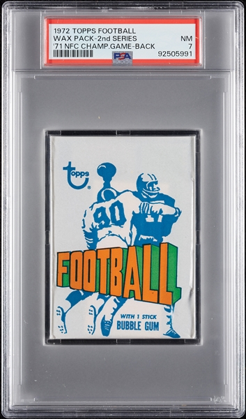 1972 Topps Football 2nd Series Wax Pack - '71 NFL Championship Back (Graded PSA 7)