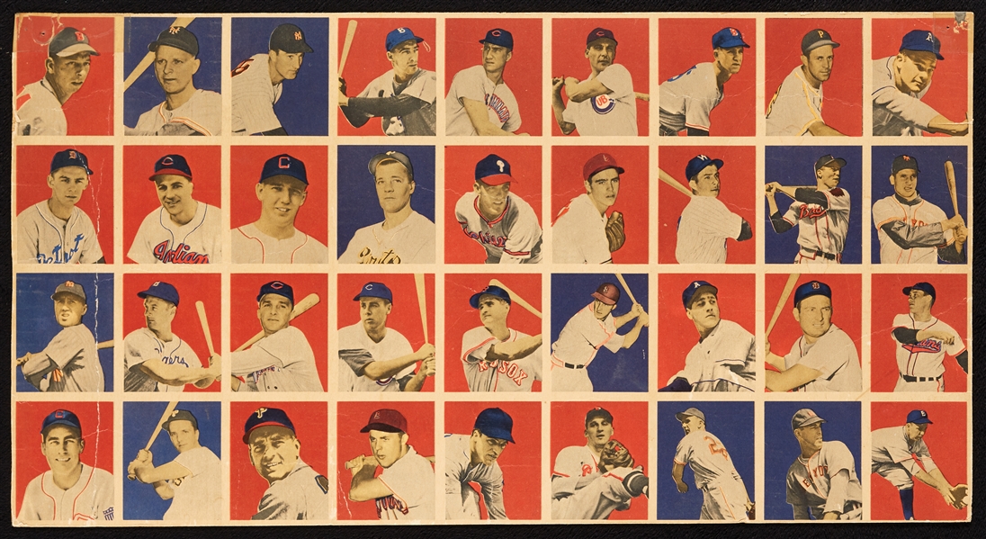 1949 Bowman Baseball Double-Printed Uncut Sheet With 6 HOFers