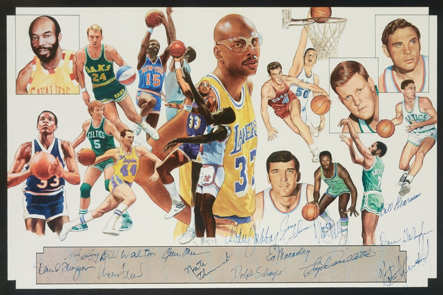 Super Heroes of Sports Multi-Signed Framed Lithograph (60 Signatures) (19/400) (BAS)