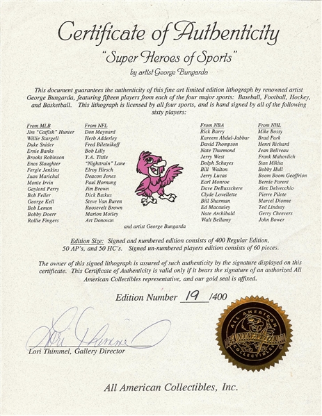 Super Heroes of Sports Multi-Signed Framed Lithograph (60 Signatures) (19/400) (BAS)