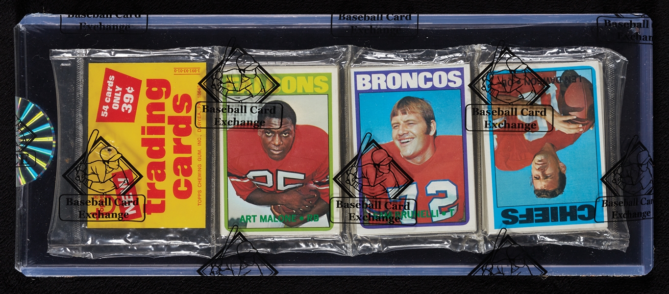 1972 Topps Football Rack Pack - Len Dawson Top; Roger Staubach RC Back (BBCE)