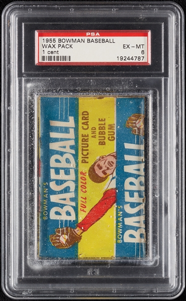 1955 Bowman Baseball 1-Cent Wax Pack (Graded PSA 6)