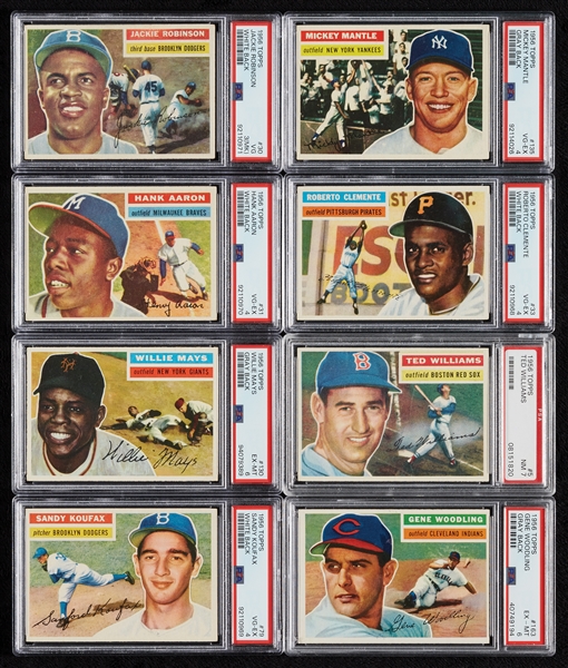 1956 Topps Baseball Complete Set With Team Variations, Williams PSA 7 and Mays PSA 6 (352)