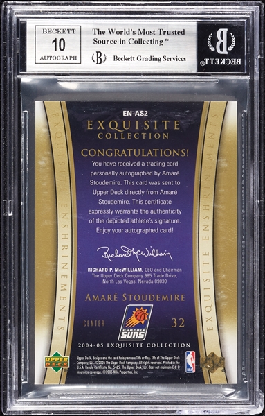 2004 UD Exquisite Amare Stoudemire Enshrinements Autos Orange (23/25) BGS 8.5 (AUTO 10)