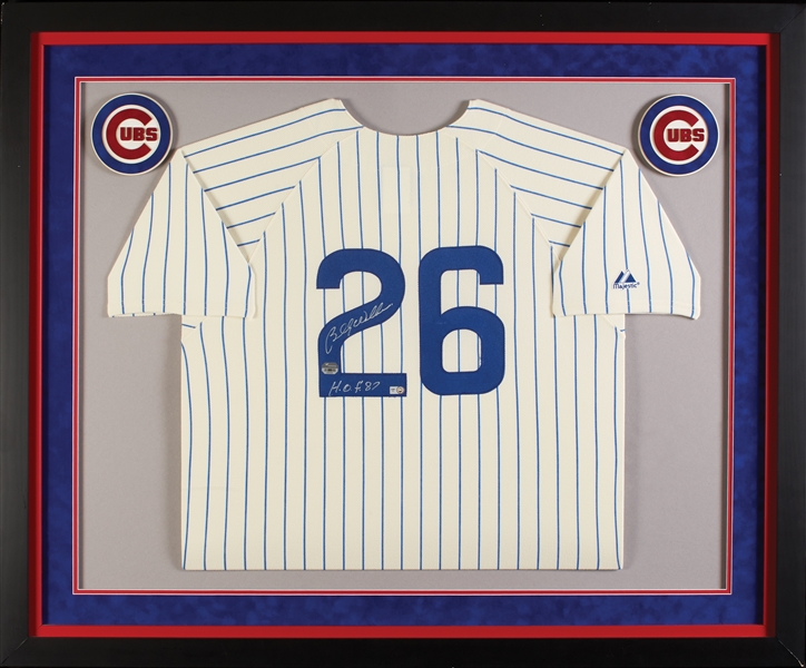 Billy Williams Signed Cubs Framed Home Jersey Inscribed HOF 87 (MLB) (Fanatics)