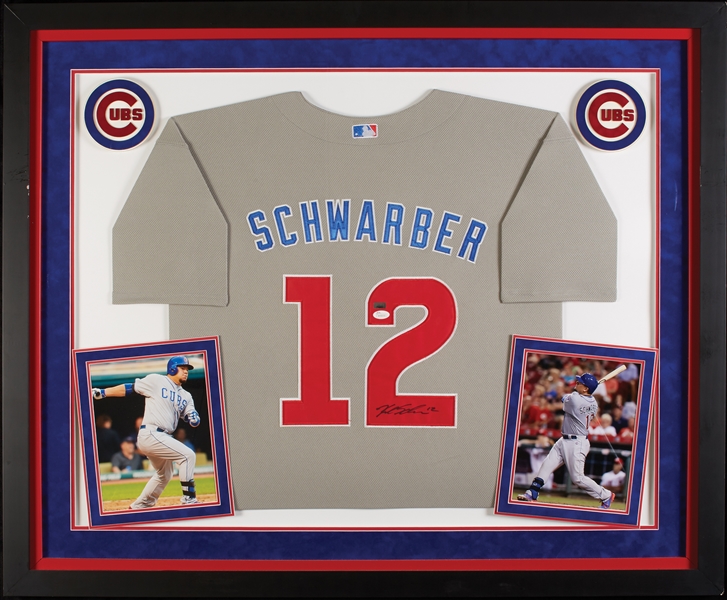 Kyle Schwarber Signed Framed Cubs Jersey with Game-Used Cap (MLB) (Fanatics) (2)