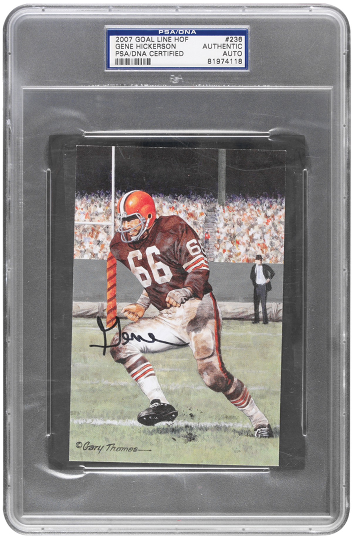 Lot Detail - Gene Hickerson Signed Goal Line Art Card (PSA/DNA)