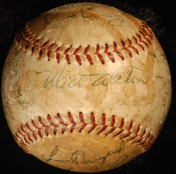 1959 Giants/Dodgers Multi-Signed Game-Used Baseball (18 Signatures) with Koufax, Reese, Alston